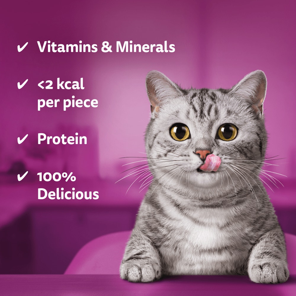 WHISKAS Temptations Cat Treats with Salmon Flavour 180g, 60g - 3