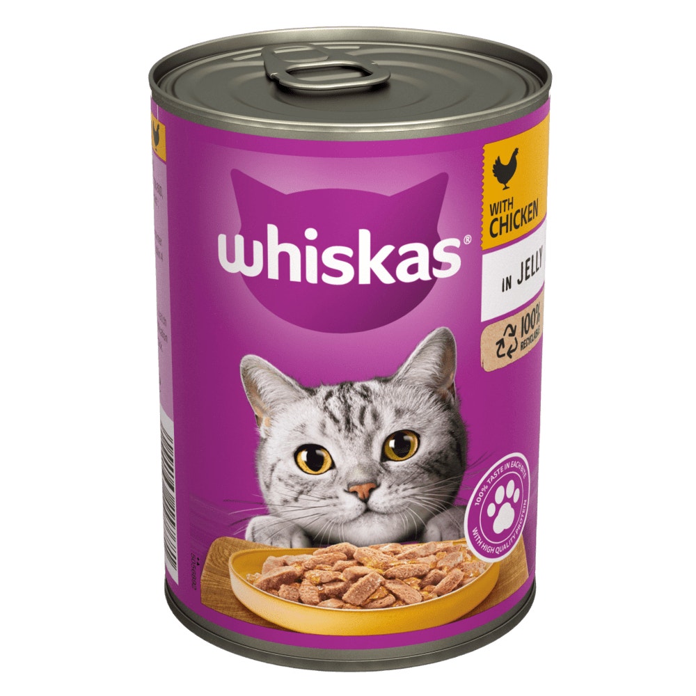 WHISKAS® Adult Wet Cat Food Chicken in Jelly Tin 400g - 1