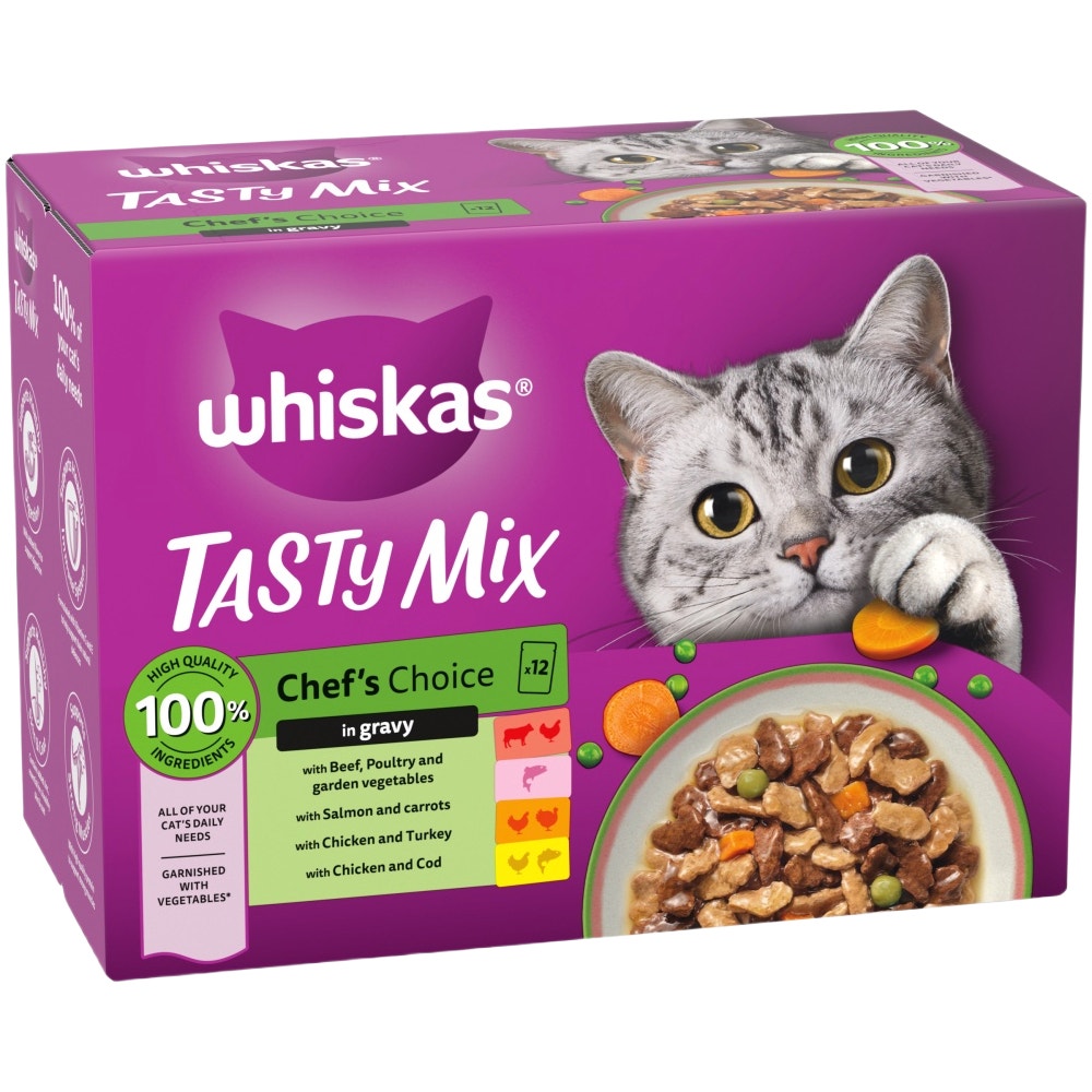 WHISKAS CHEF'S CHOICE in Gravy Adult Wet Cat Food 40x85g, 12x85g - 1