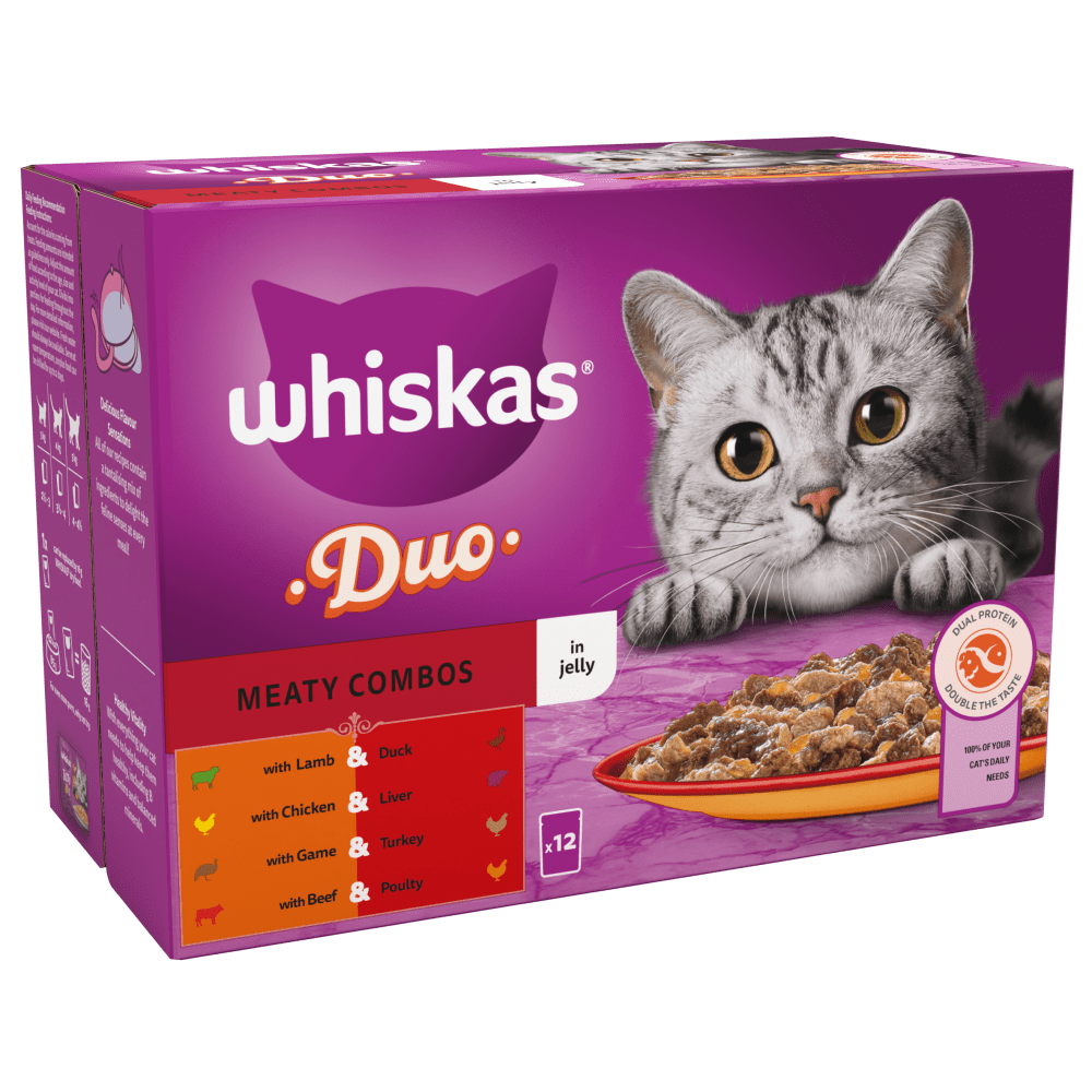 WHISKAS® DUO Meaty Combos in Jelly 1+ Adult Wet Cat Food Pouches 12 x 85g - 1