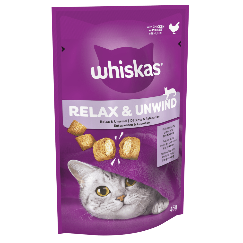 WHISKAS® Relax & Unwind Adult Cat Treats with Chicken 45g - 1