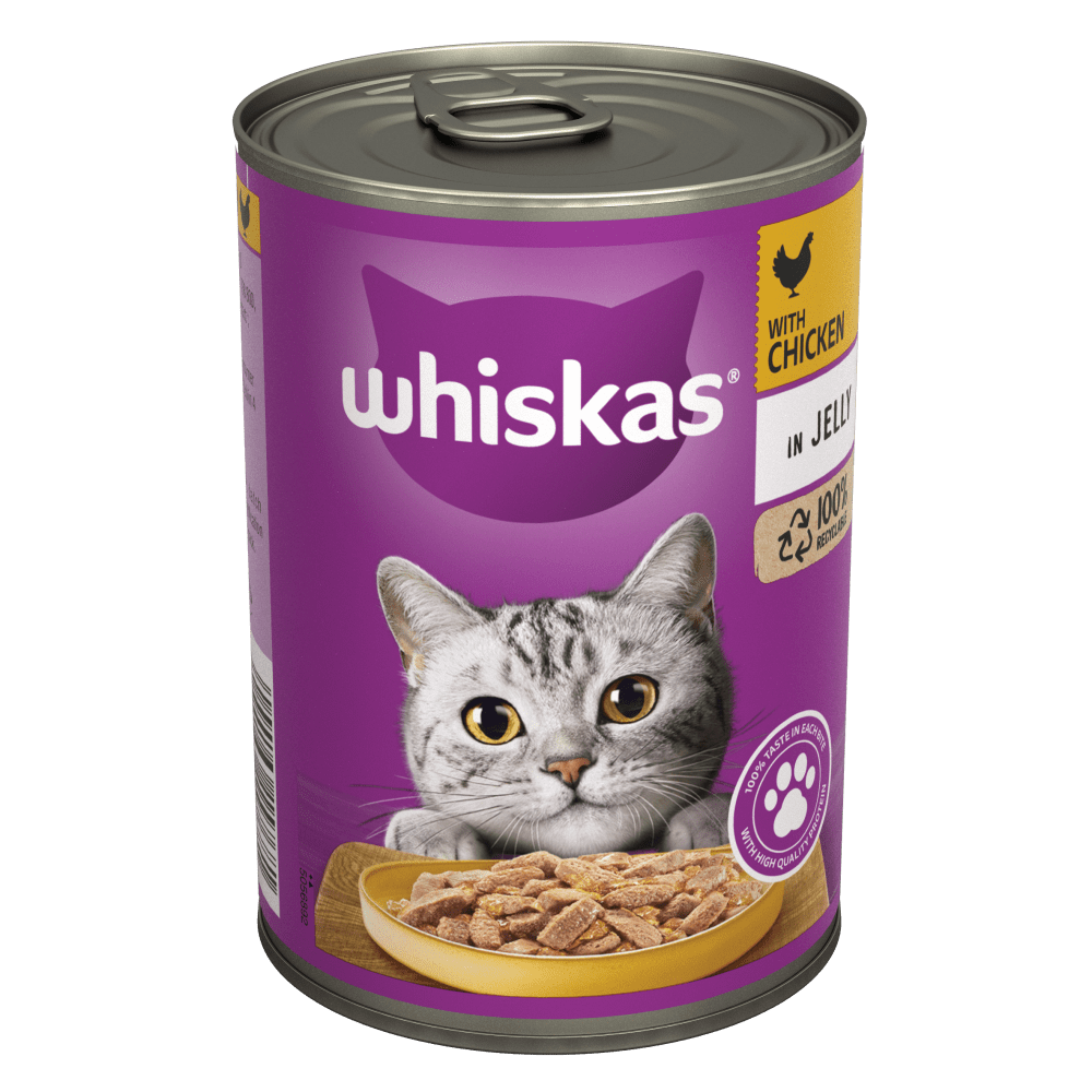WHISKAS® 1+ Adult with Chicken in Jelly Wet Cat Food Tin 400g - 1