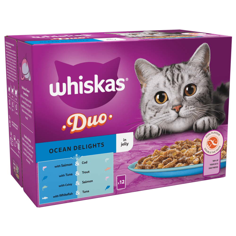 WHISKAS® DUO Ocean Delights in Jelly 1+ Adult Wet Cat Food Pouches 12 x 85g - 1