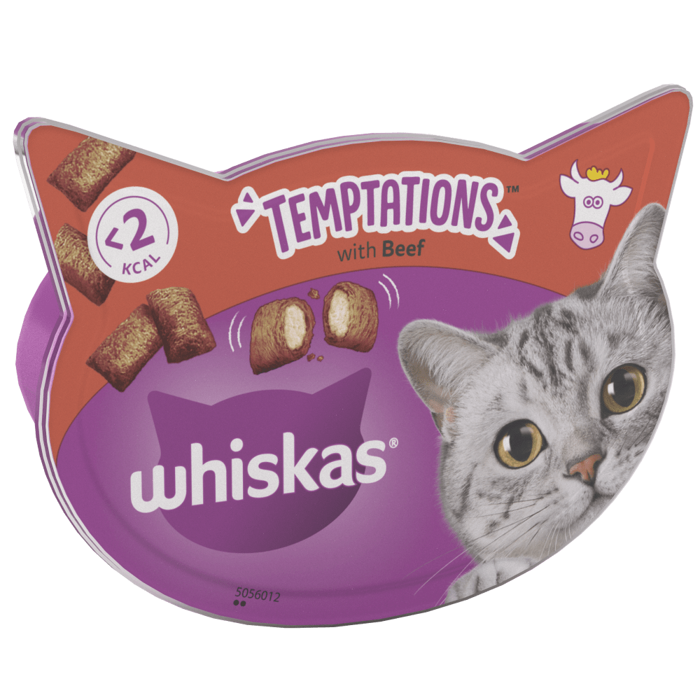 WHISKAS® TEMPTATIONS™ with Beef Adult Cat Treats 60g - 1