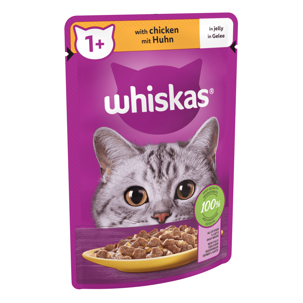 WHISKAS® 1+ Adult with Chicken in Jelly Wet Cat Food Pouch 85g - 1