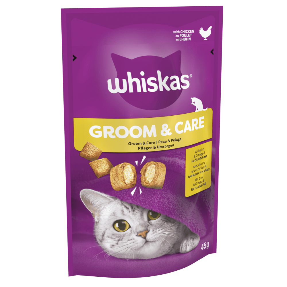 WHISKAS® Groom & Care Adult Cat Treats with Chicken 45g - 1