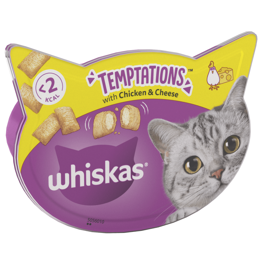 WHISKAS® TEMPTATIONS™ with Chicken & Cheese Adult Cat Treats 60g, 180g - 1