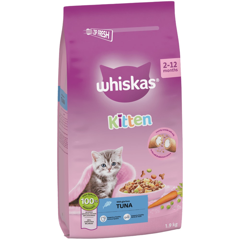 WHISKAS Kitten 2-12 mnths Dry TUNA Cat Food 1.9kg - 1