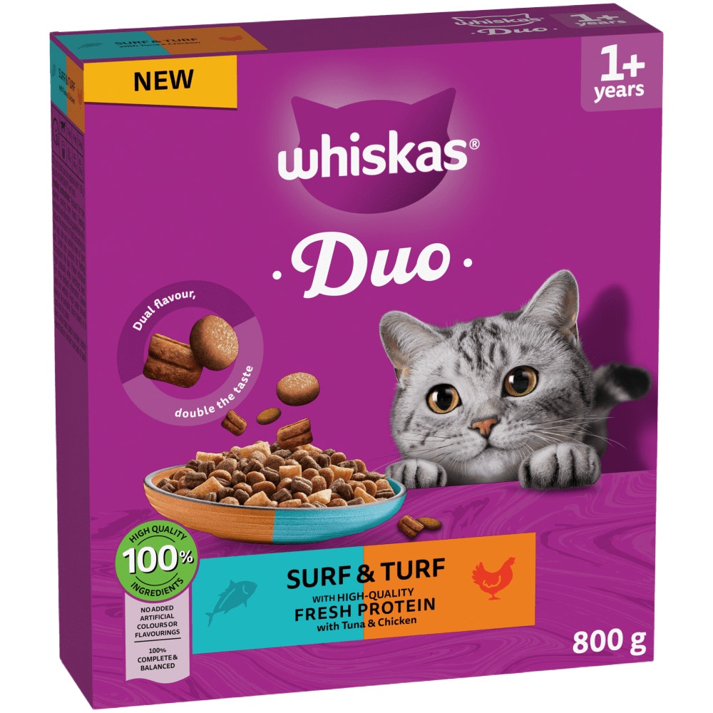 WHISKAS Duo Surf & Turf Adult 7kg, 1.9kg, 800g - 1