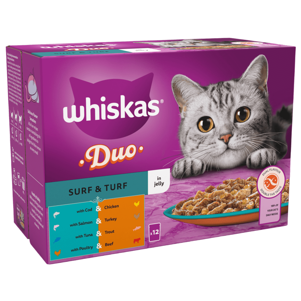 WHISKAS® Duo Surf & Turf in Jelly Adult Wet Cat Food Pouch 80x85g,40x85g,12x85g - 1