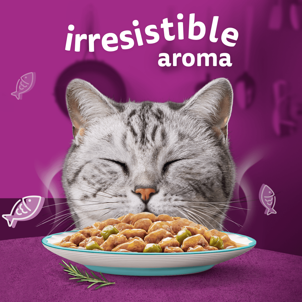 WHISKAS® 1+ Aromatic Seafood Delight Selection Wet Cat Food Pouches 12x85g - 2