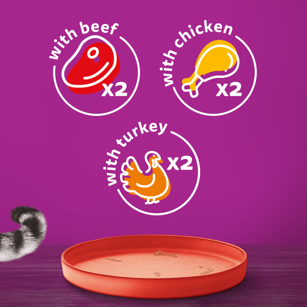 WHISKAS® Meaty Menu Adult Wet Cat Food in Jelly Tin 6x400g - 6