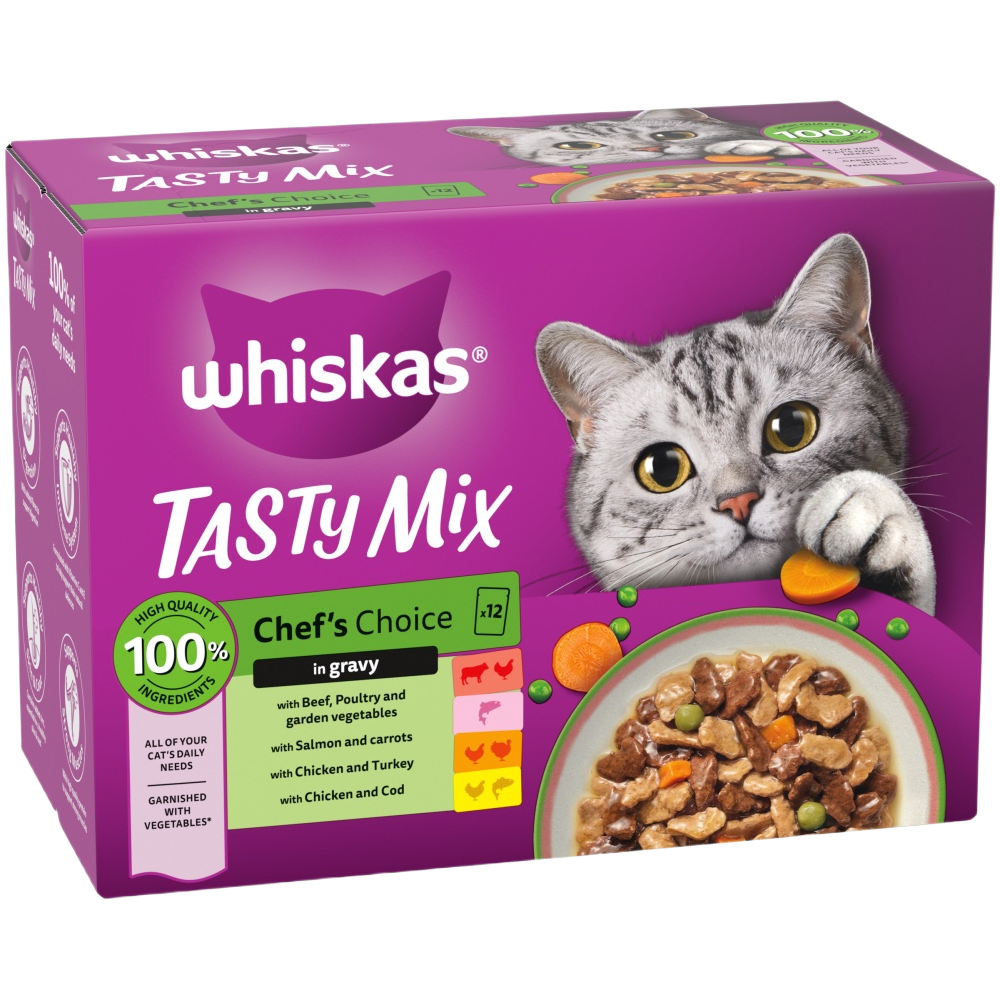 WHISKAS CHEF'S CHOICE in Gravy Adult Wet Cat Food 40x85g, 12x85g - 1
