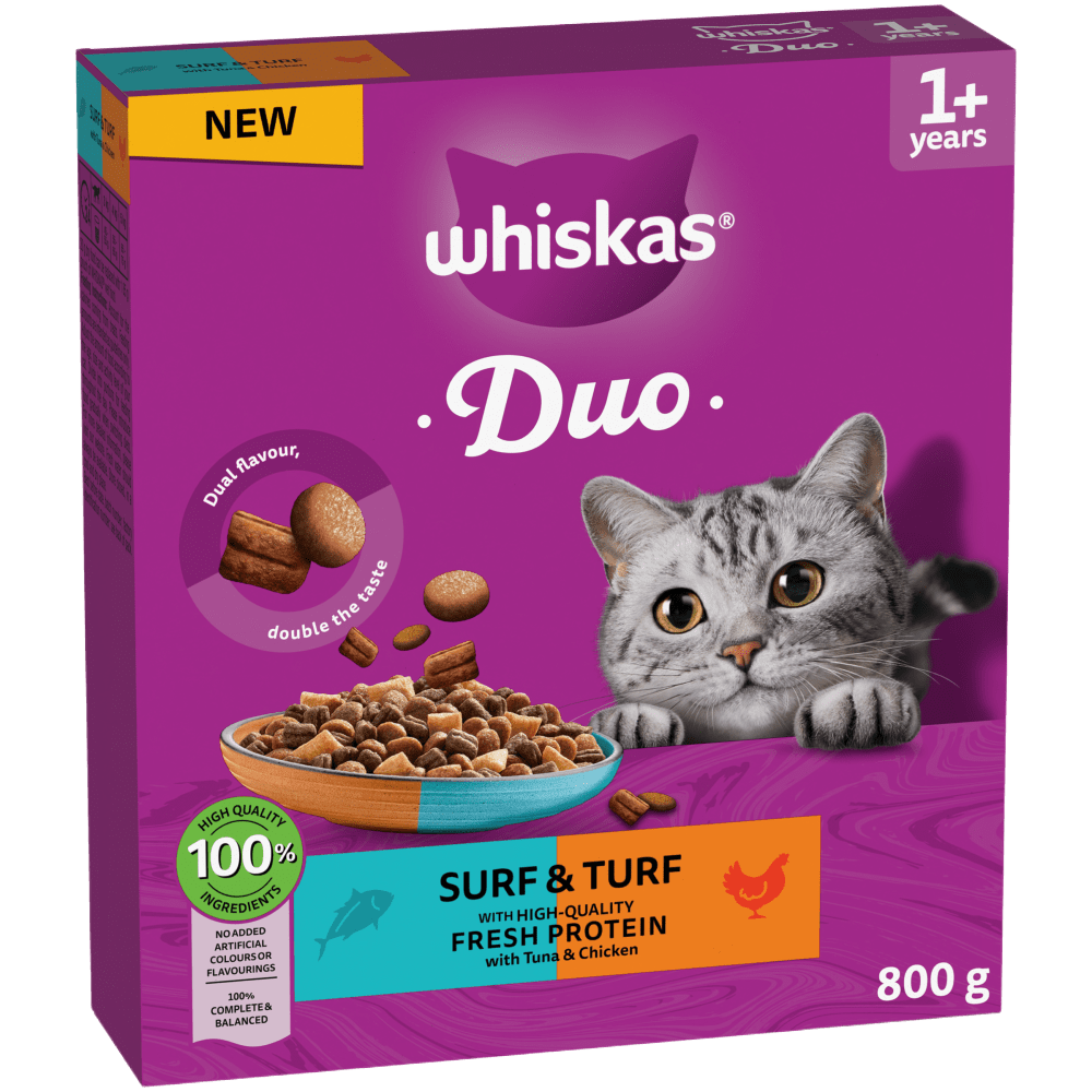 WHISKAS Duo Surf & Turf Adult 7kg, 1.9kg, 800g - 1