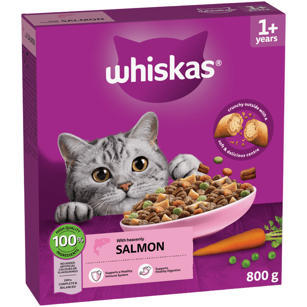 WHISKAS Cat Dry with Salmon Adult 1.9kg, 800g - 1